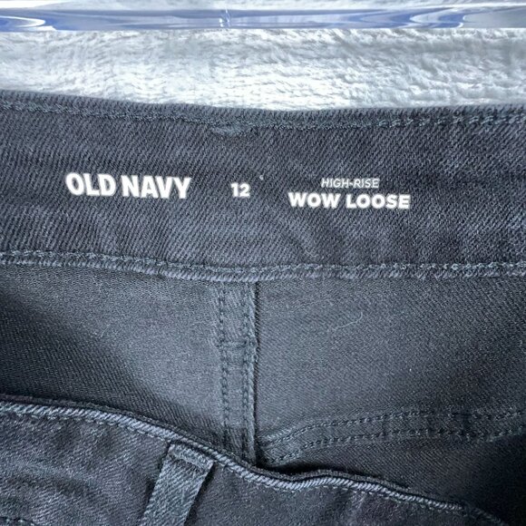 Old Navy Straight Cropped Jeans Wow Loose High Rise Womens Black Size 12 - Picture 7 of 12